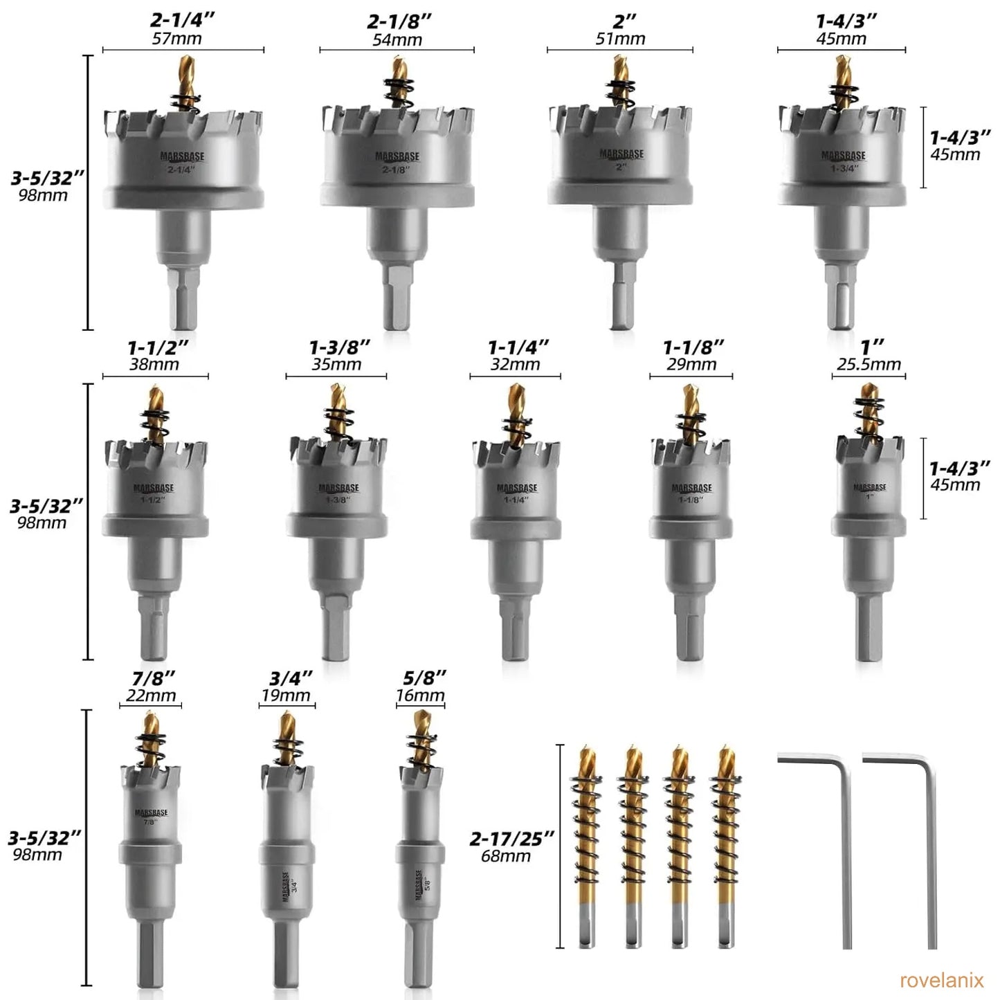 TCT 5/8"-2-1/4" Hole Saw Kit for Metal