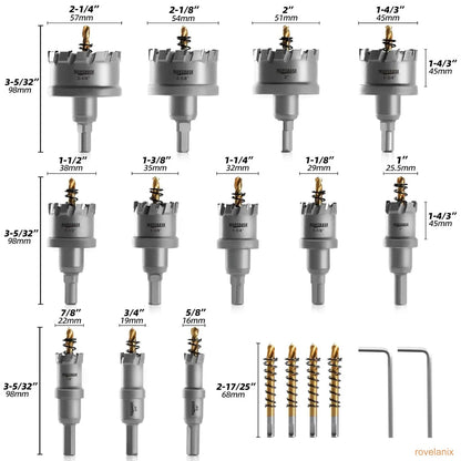 TCT 5/8"-2-1/4" Hole Saw Kit for Metal